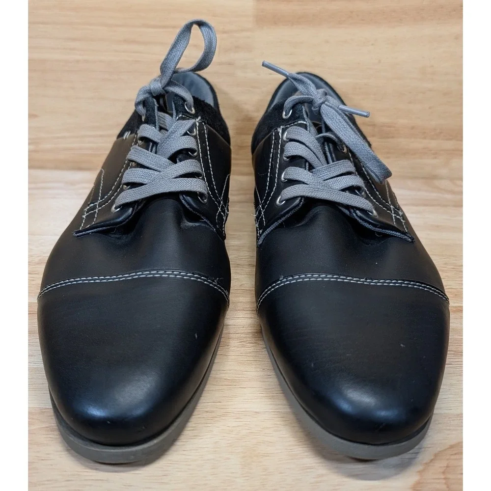 Steve Madden Mens‎ Black Cap Toe Oxford Dress Shoes Contrast Stitching Size 10